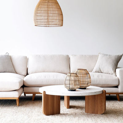Minimalist Marble Topped Pedestal Coffee Table White OEM Available