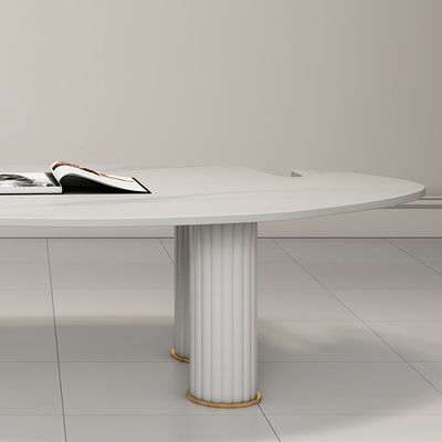 Modern Marble Topped Pedestal Coffee Table Irregular Shape