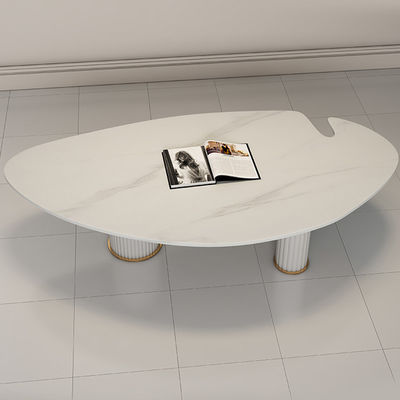 Modern Marble Topped Pedestal Coffee Table Irregular Shape