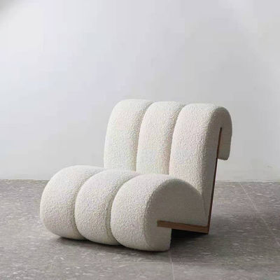 Fabric Leisure Chair White Teddy Plush Curved Leisure Chair Living Room Sofa Chair