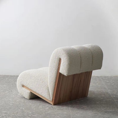 Fabric Leisure Chair White Teddy Plush Curved Leisure Chair Living Room Sofa Chair
