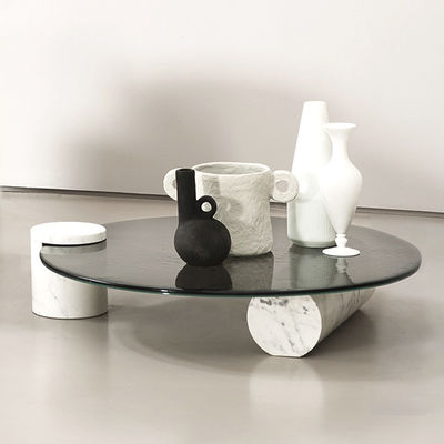 Modern Tempered Glass Top Coffee Table Nordic Minimalist Style 110cm