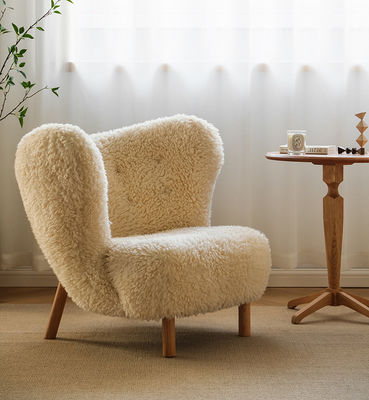 Plush Fabric Cashmere White Wool Chair Minimalist Modern Ins Style