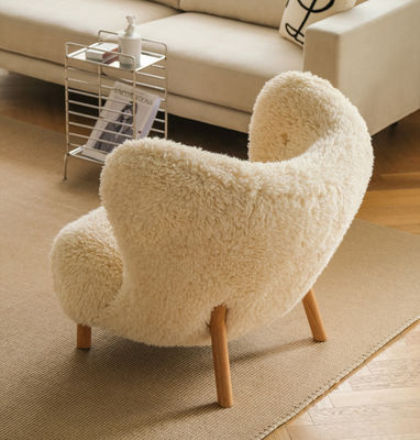 Plush Fabric Cashmere White Wool Chair Minimalist Modern Ins Style