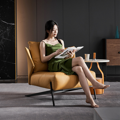 Coffee Shop Brown Leather Leisure Chairs With Black Legs