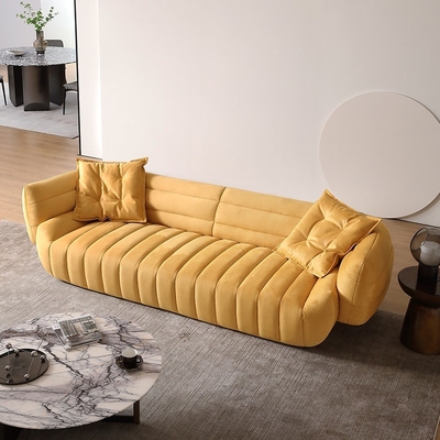 Apartment Modern Fabric Sofa Set Three Seater Yellow Color