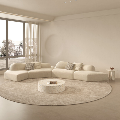 Corner Diy White Segmented Modern Fabric Sofa Set