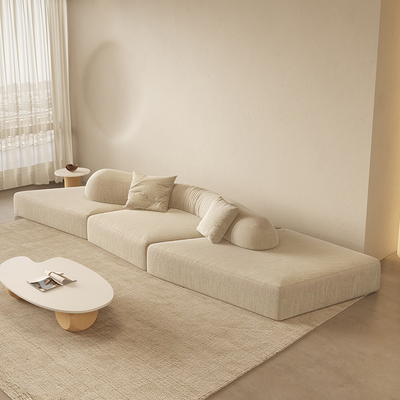 Corner Diy White Segmented Modern Fabric Sofa Set