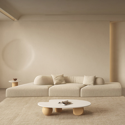 Corner Diy White Segmented Modern Fabric Sofa Set