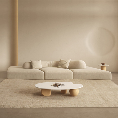 Corner Diy White Segmented Modern Fabric Sofa Set