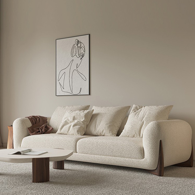 3 Seater Modern Fabric Sofa Set White Teddy Fleece Sponge Filling