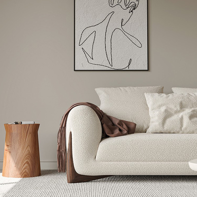 3 Seater Modern Fabric Sofa Set White Teddy Fleece Sponge Filling