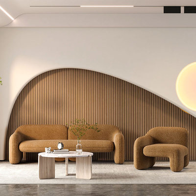 Curved Velvet Modern Fabric Sofa Set High Density Sponge For Dining Room