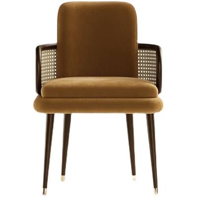 Mid Century Modern Rattan Wood Dining Chair Brown Color 42*56*75
