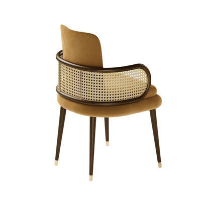 Mid Century Modern Rattan Wood Dining Chair Brown Color 42*56*75