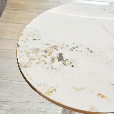 Stainless Steel White Marble Top Circular Coffee Table 50*50