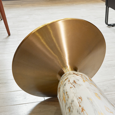 Stainless Steel White Marble Top Circular Coffee Table 50*50