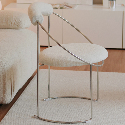 Minimalist Style Velvet Leisure Chair White Office Lounge