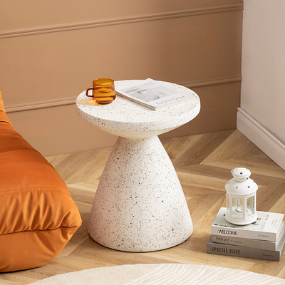 Round White Stone Cafe Table For Apartment Customizable