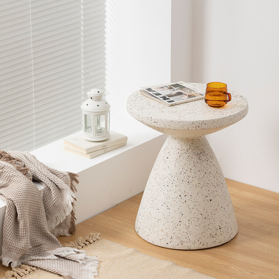 Round White Stone Cafe Table For Apartment Customizable