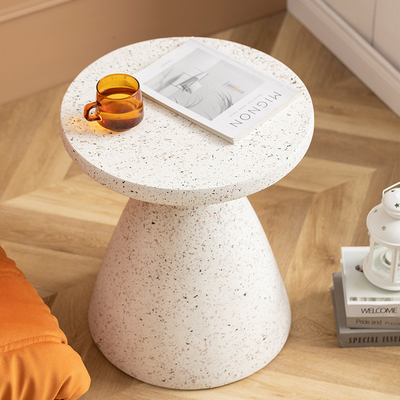 Round White Stone Cafe Table For Apartment Customizable