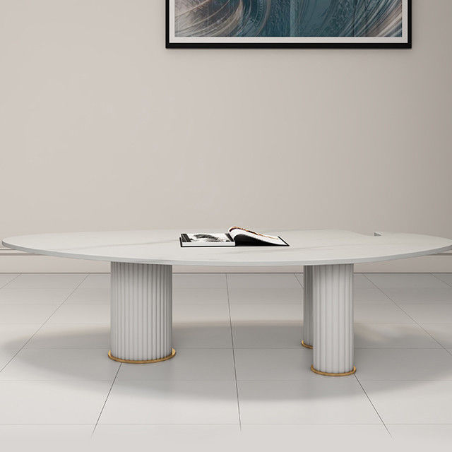 Modern Marble Topped Pedestal Coffee Table Irregular Shape