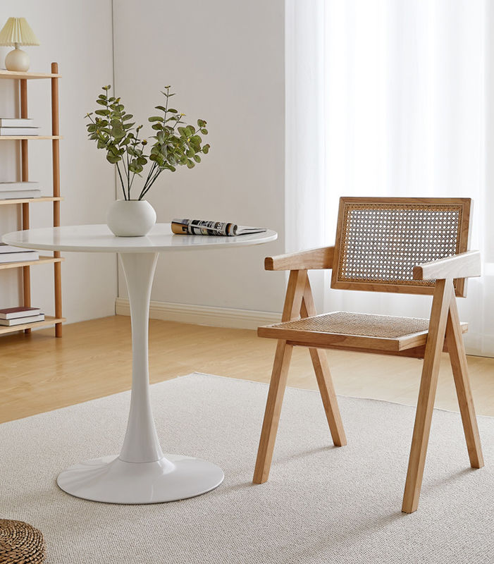 Nordic Rattan Dining Chair Cherry Wood Rattan Lazy Chair